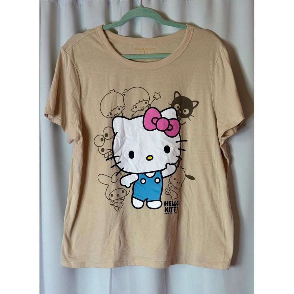 Hello Kitty and Friends Sanrio Graphic T-Shirt Tan Beige XXL Kawaii Characters
